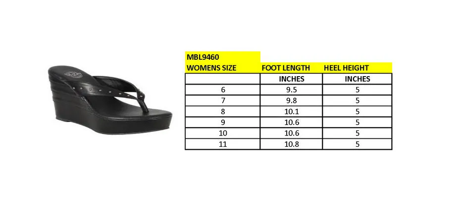 Milwaukee Leather MBL9460 Women's Black Wedge Fashion Casual Sandals