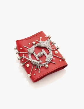 OH V Jewelled Glovelettes in Red