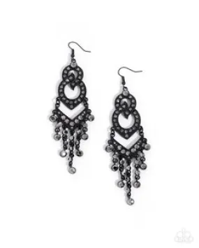 Pristine Precipitation - Black Earrings