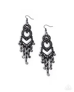 Pristine Precipitation - Black Earrings
