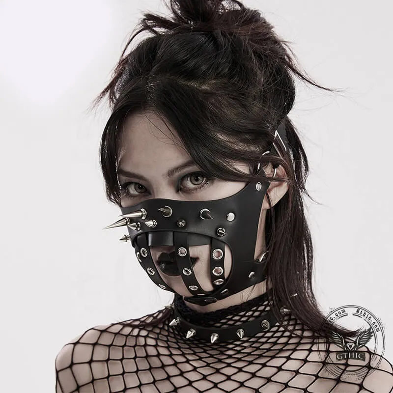Punk Rivets Leather Half Facemask