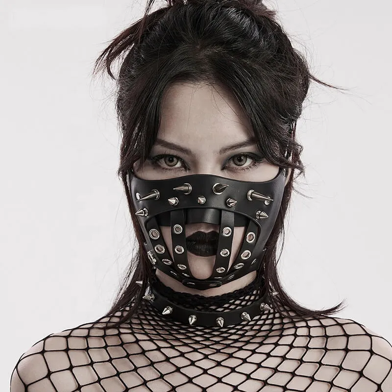 Punk Rivets Leather Half Facemask