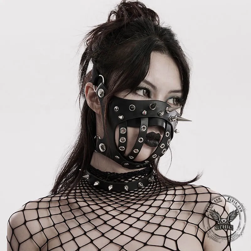 Punk Rivets Leather Half Facemask