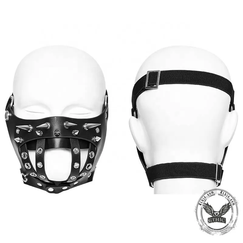 Punk Rivets Leather Half Facemask