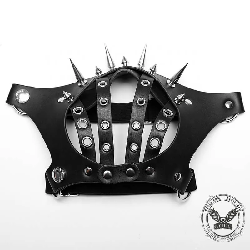 Punk Rivets Leather Half Facemask