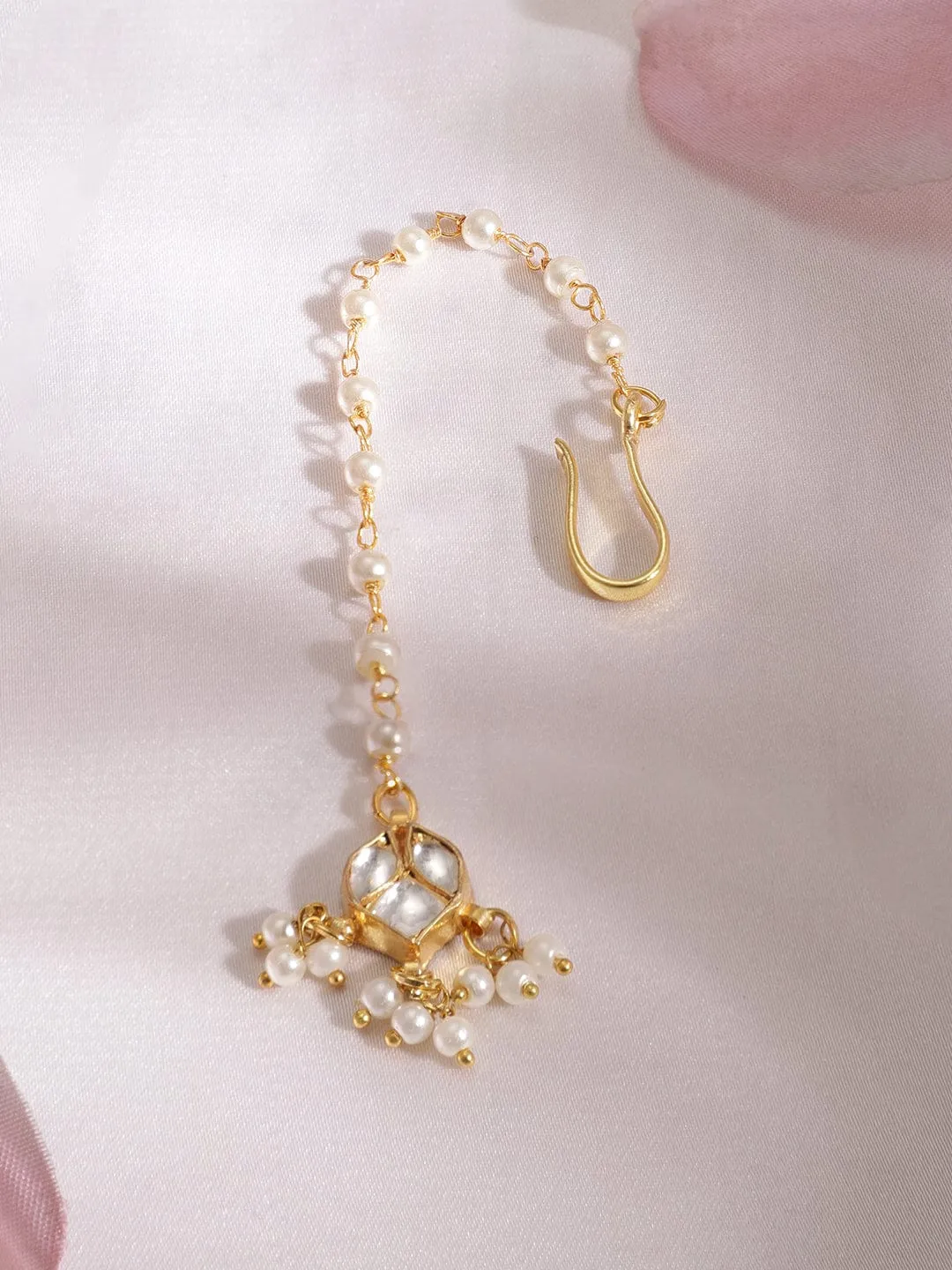 Rubans Gold-Plated Kundan Studded Maang Tikka Head Jewellery
