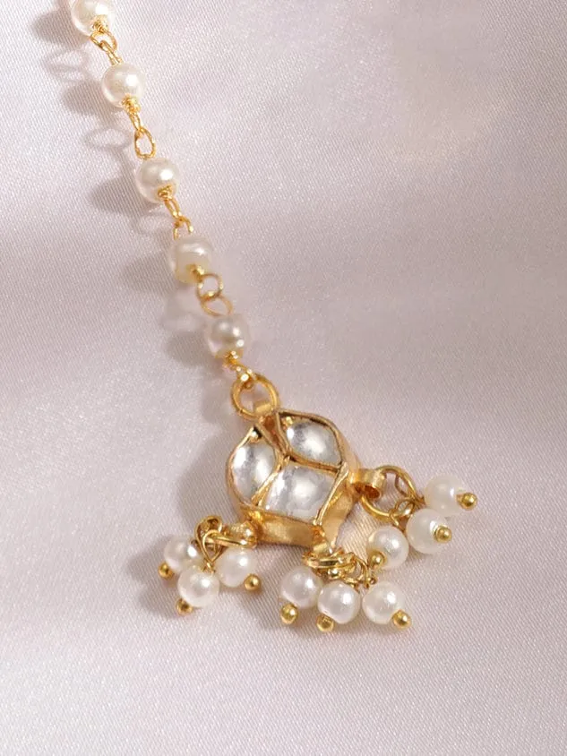 Rubans Gold-Plated Kundan Studded Maang Tikka Head Jewellery