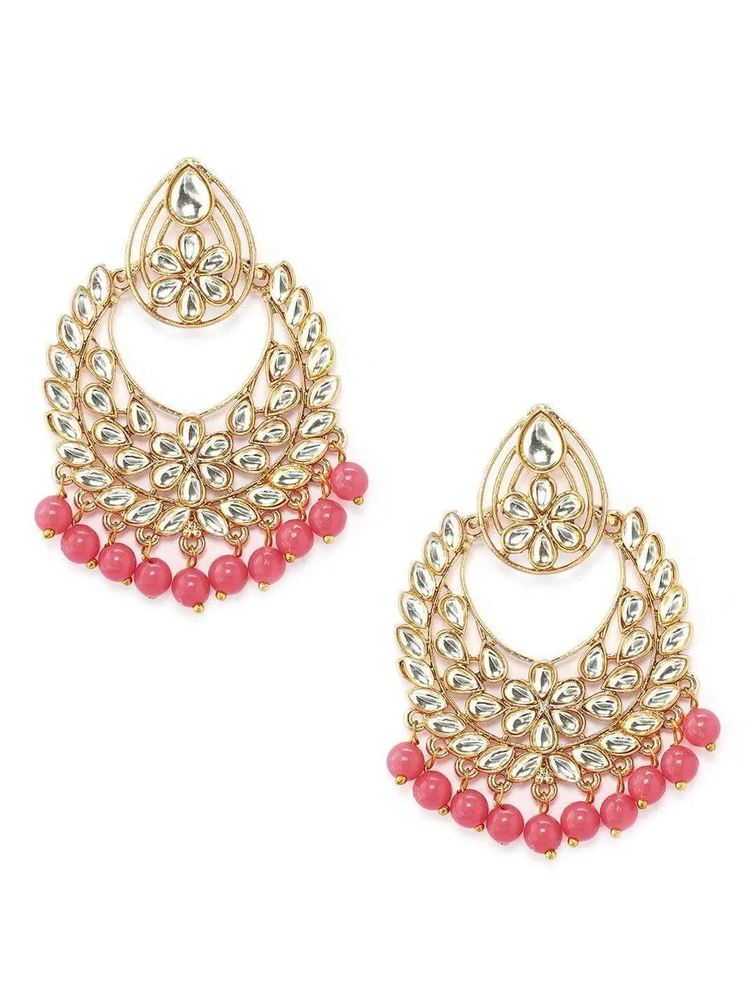Rubans Gold Toned Kundan Studded Chandbali Earrings