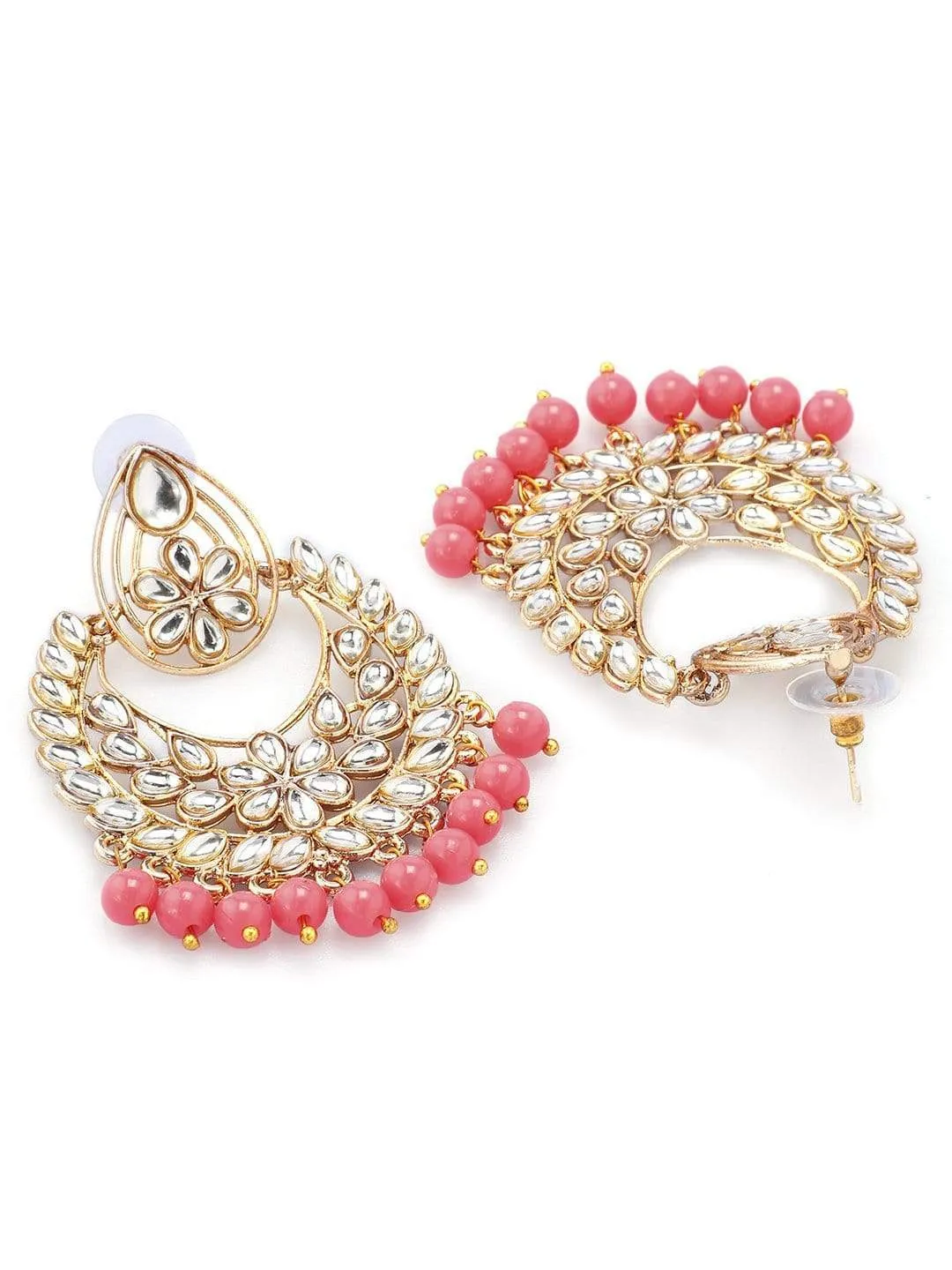 Rubans Gold Toned Kundan Studded Chandbali Earrings