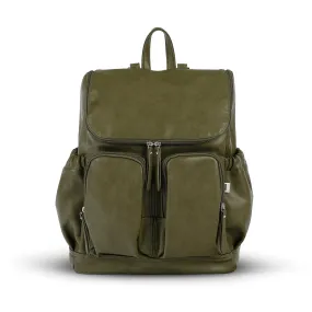 Signature Nappy Backpack - Olive Vegan Leather