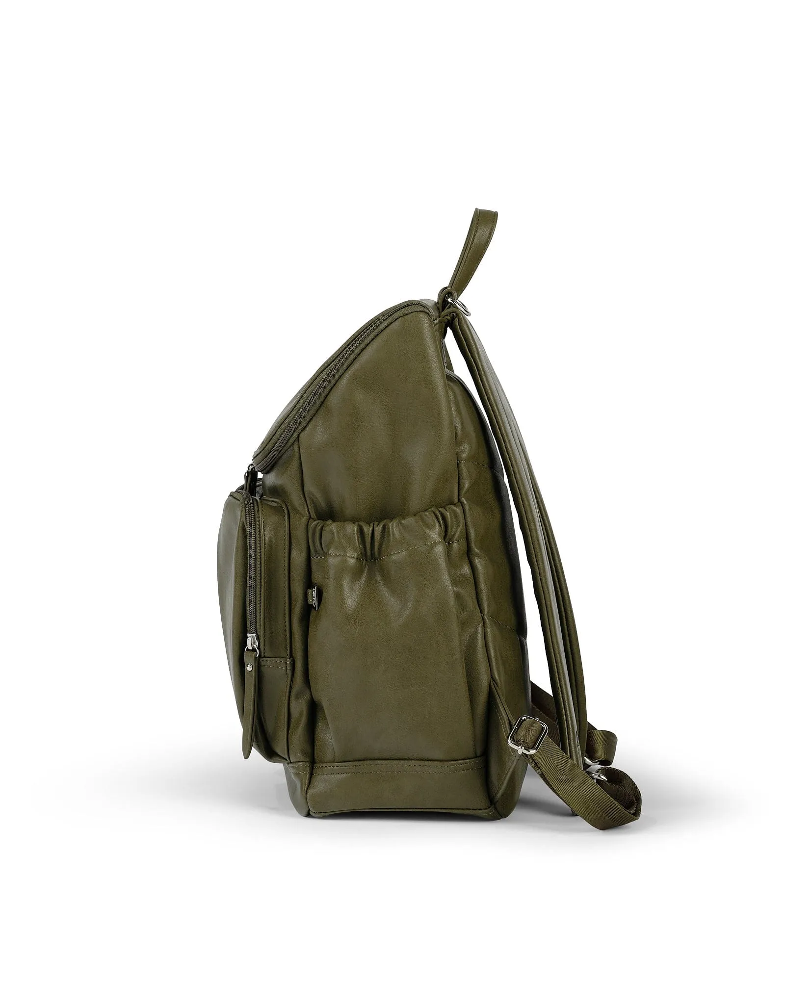 Signature Nappy Backpack - Olive Vegan Leather