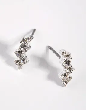 Silver Diamante Crawler Earrings
