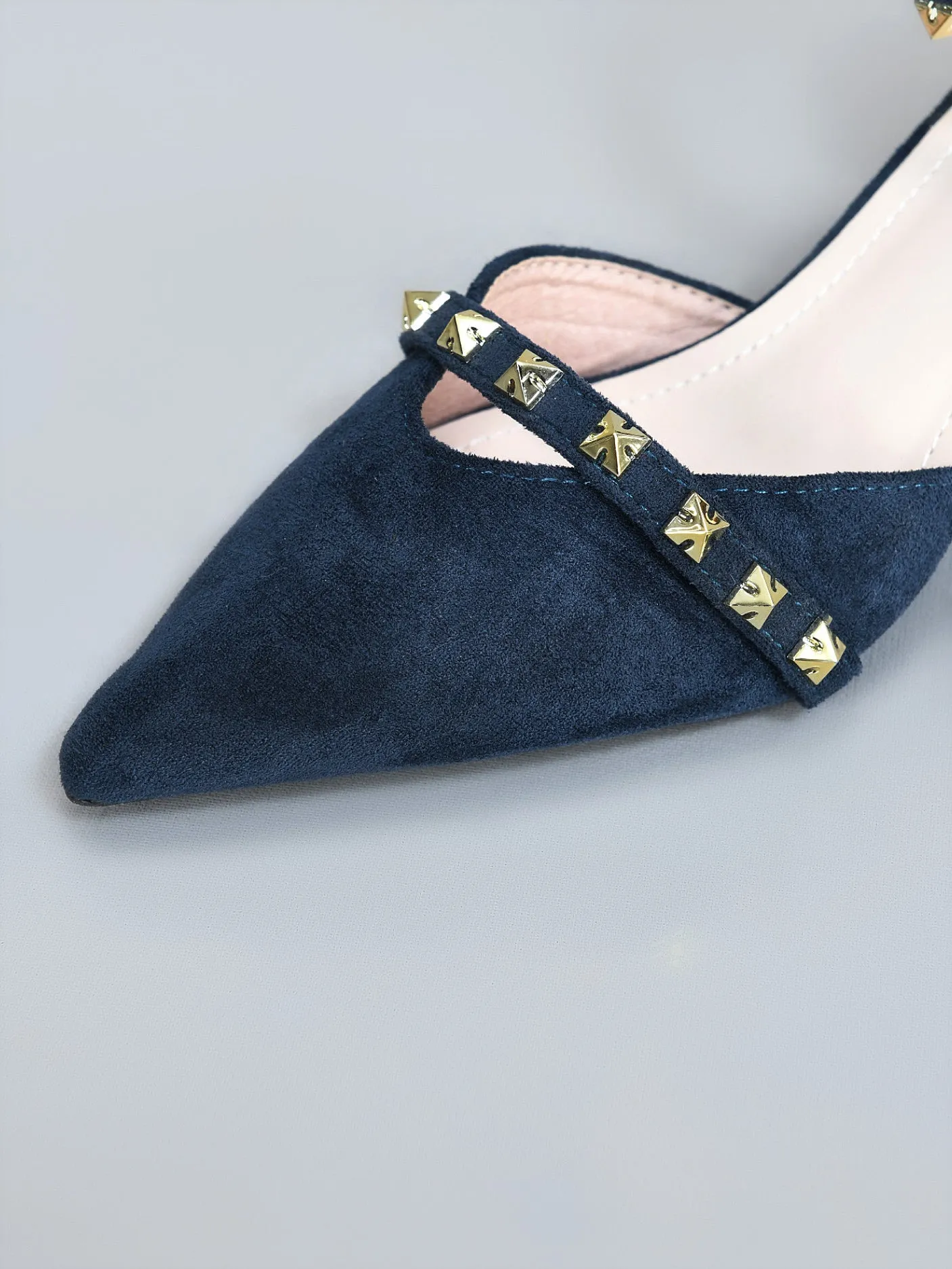 Studded Block Heels- Blue