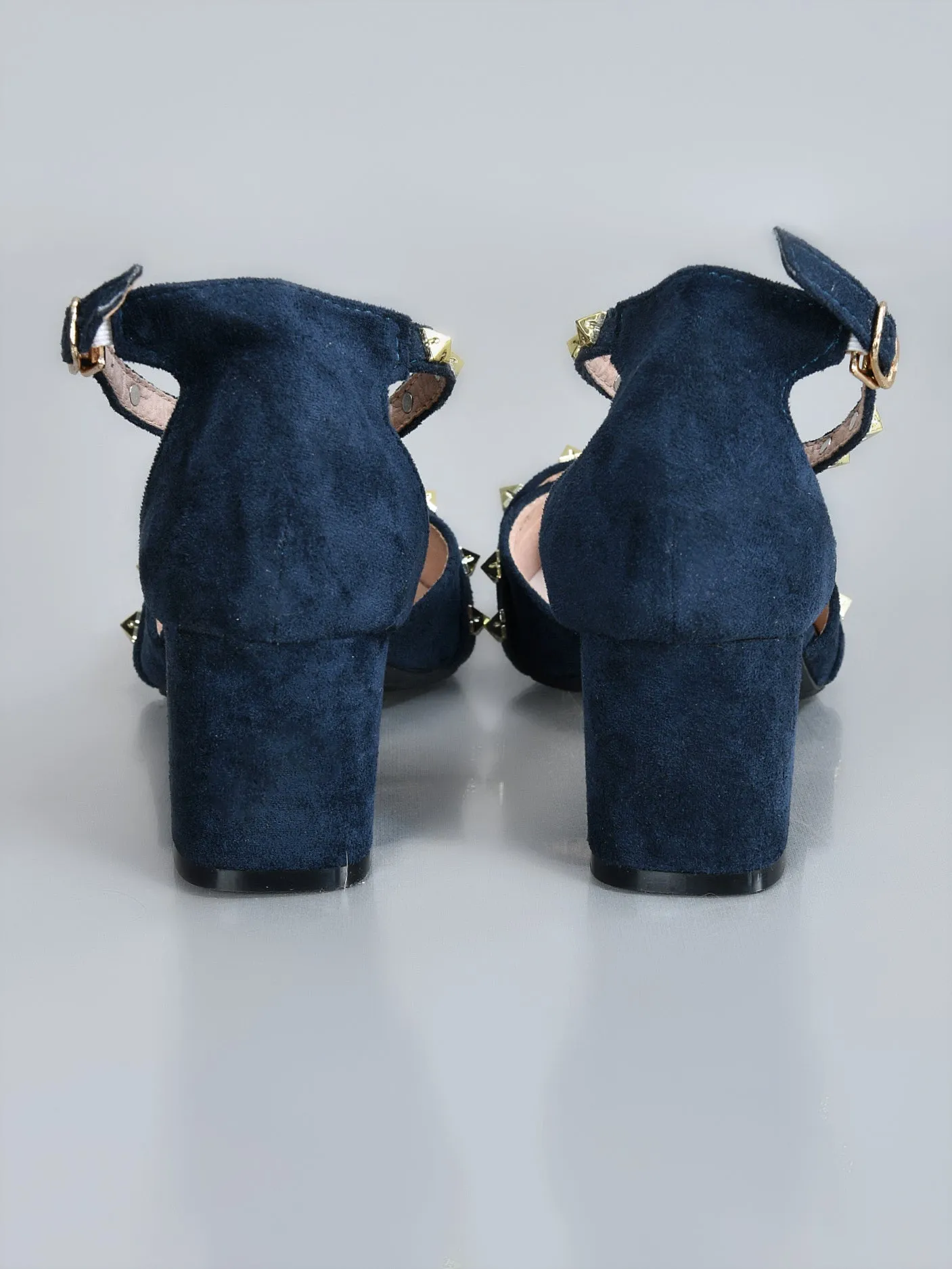 Studded Block Heels- Blue