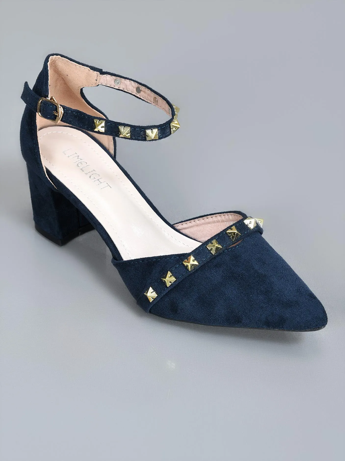 Studded Block Heels- Blue