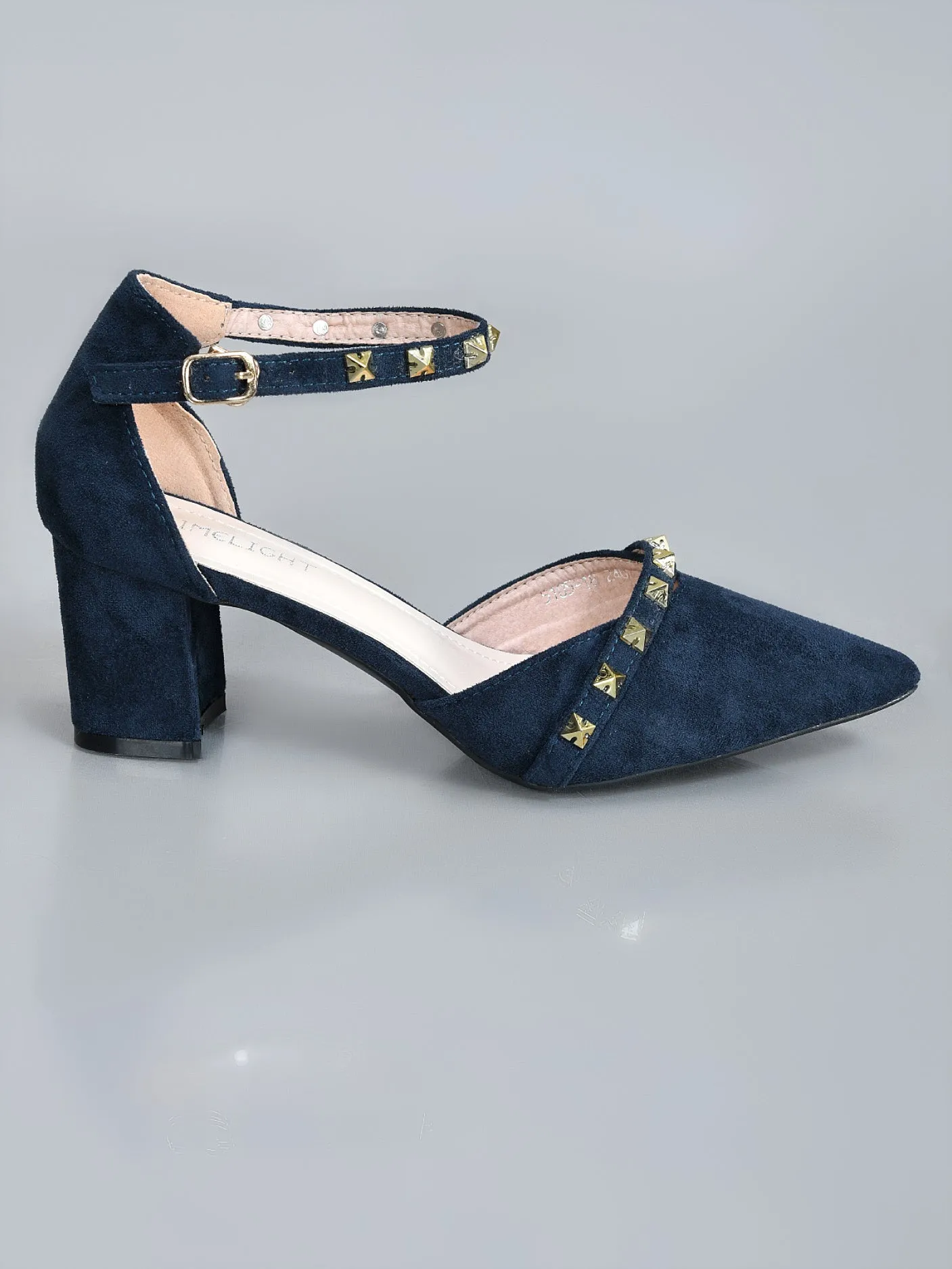Studded Block Heels- Blue
