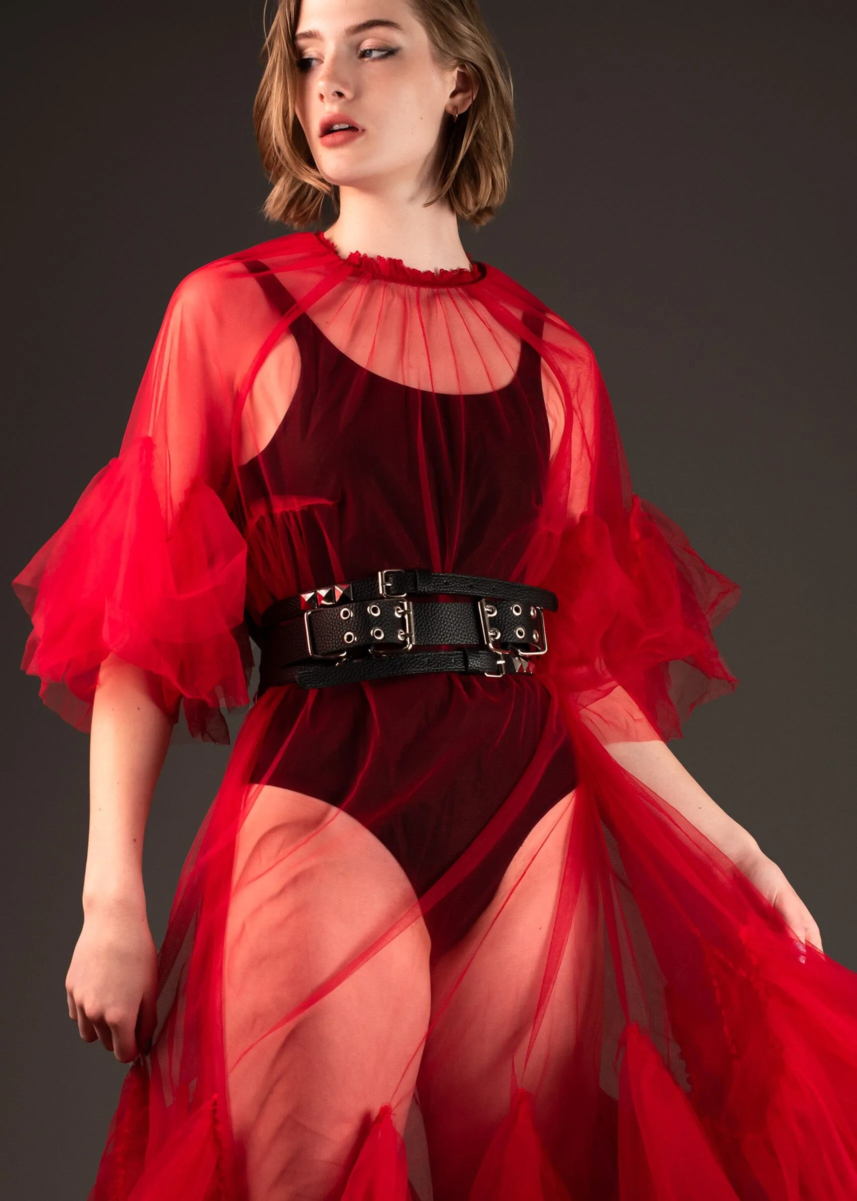 Studded Triple Buckle Waist Belt