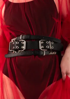 Studded Triple Buckle Waist Belt