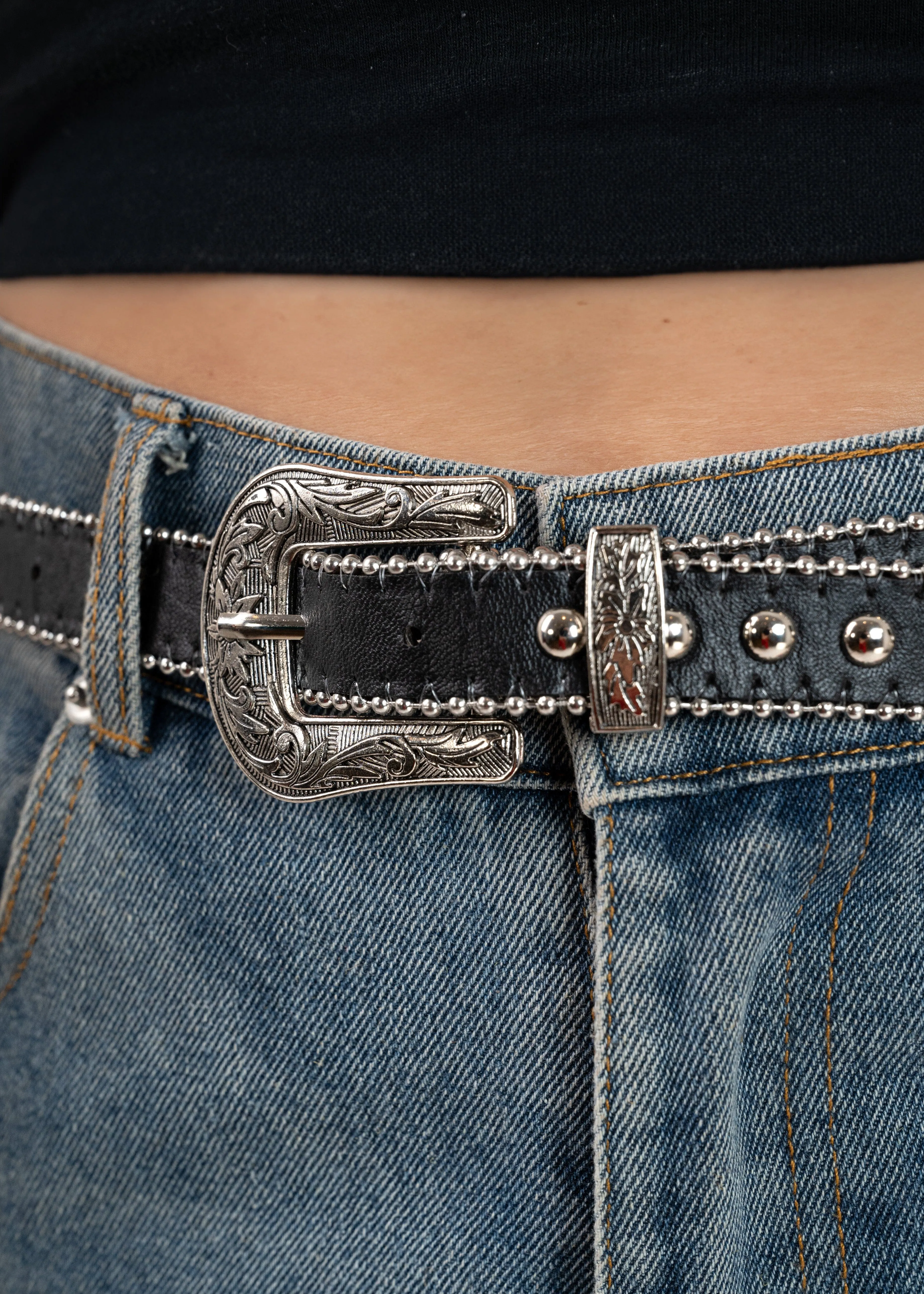 Studded Western Buckle Belt
