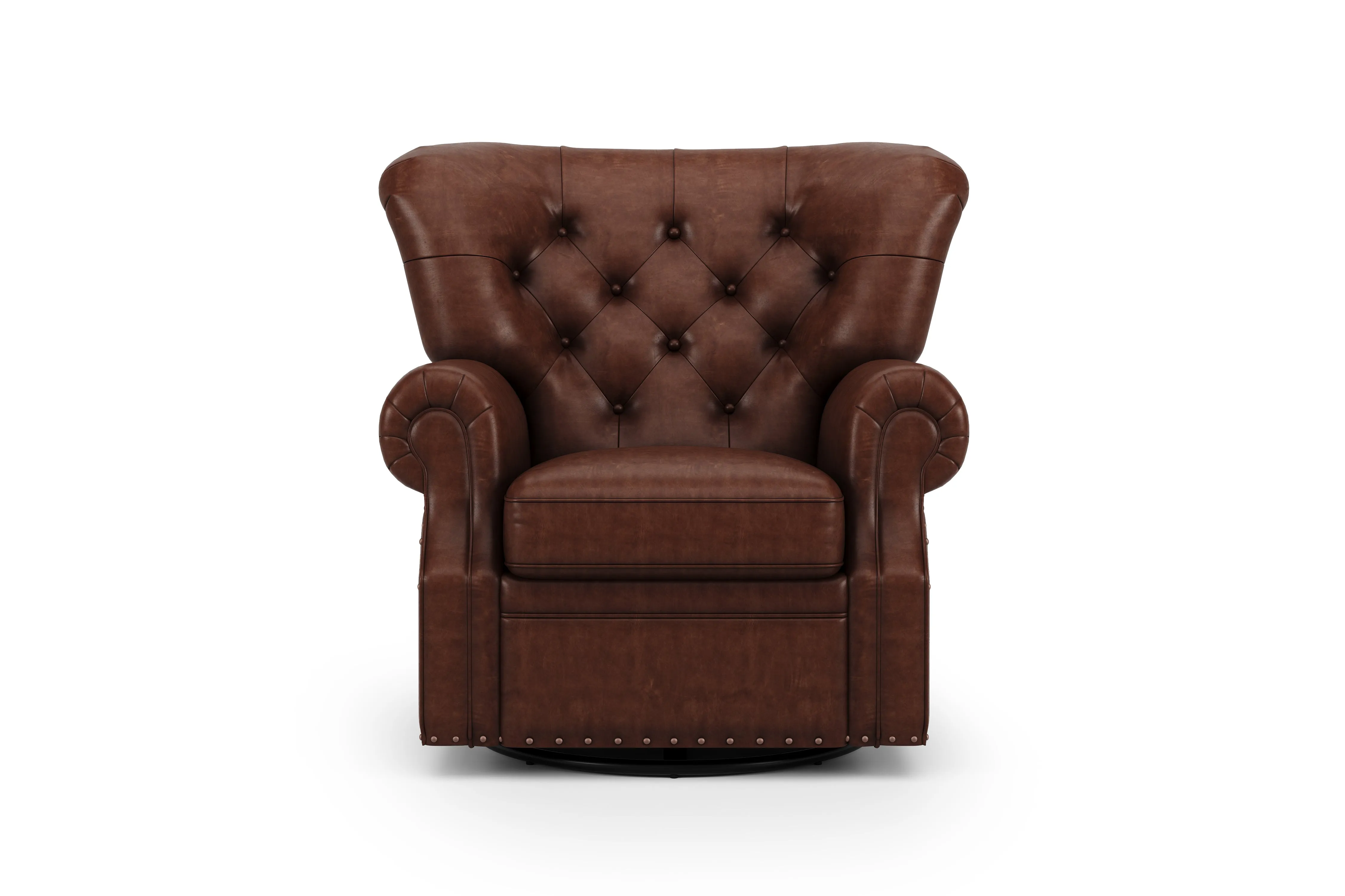 Valencia Liam Tufted Full-Anline Leather Recliner with Nailheads, Single Seat, Lipari Choco
