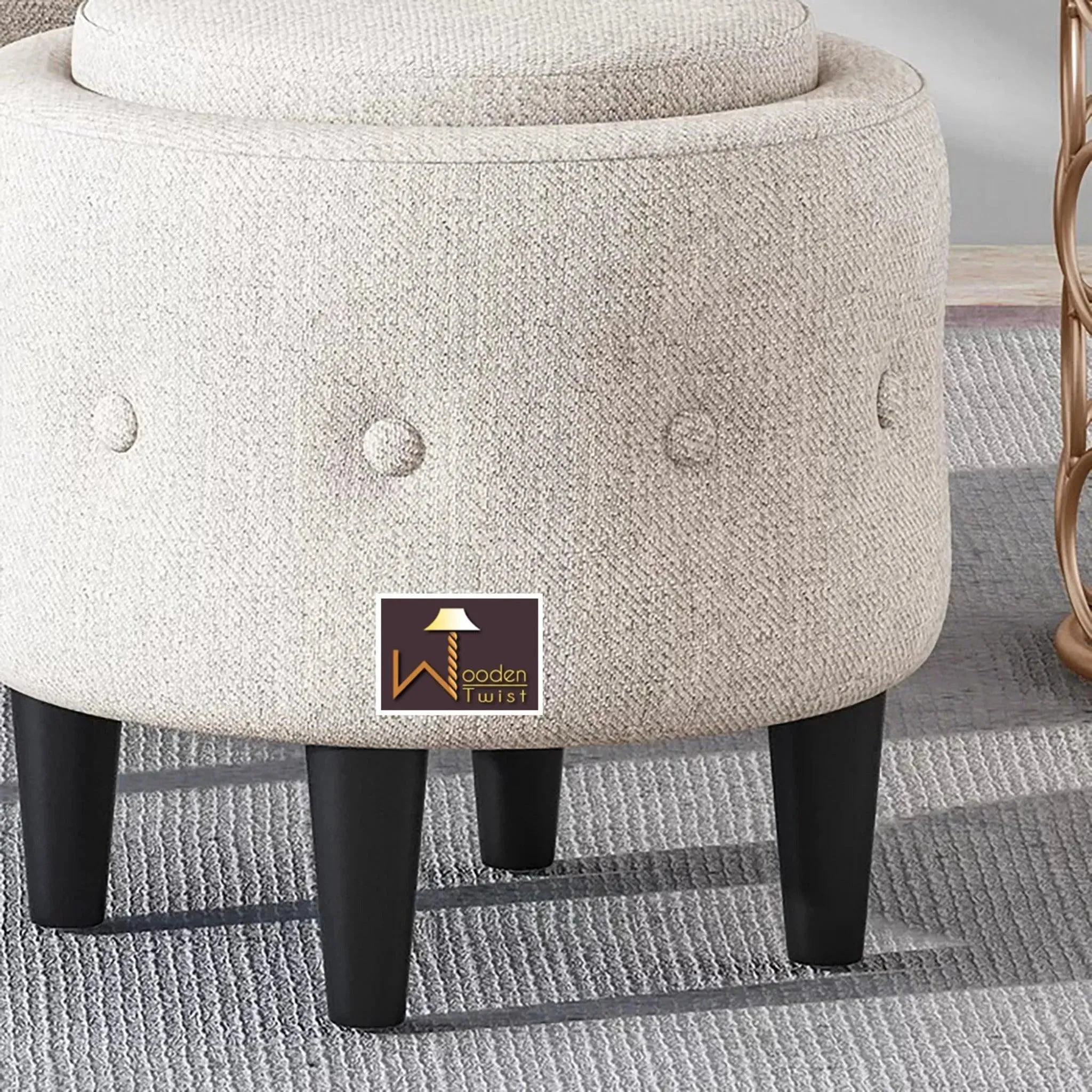 Wide Tufted Chesterfield Arm Chair with Ottoman Footrest (Walnut Legs)