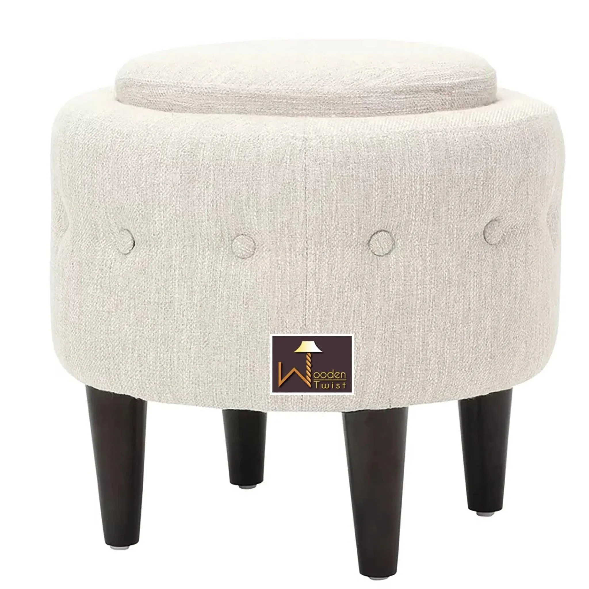Wide Tufted Chesterfield Arm Chair with Ottoman Footrest (Walnut Legs)