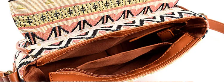 Womens Fabric Cross Body Bag With Fringe Crossbody Boho Bag For Women