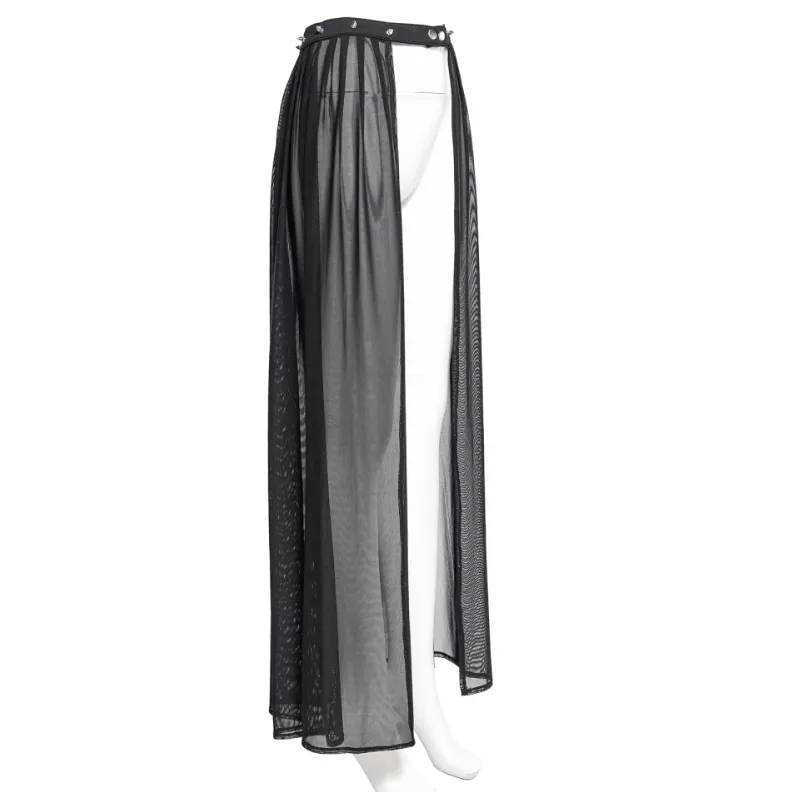 Women's Gothic Studded Ruffled Mesh Overskirt