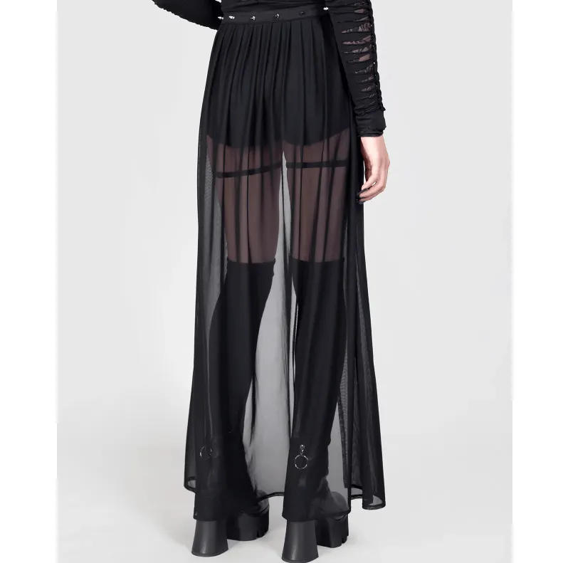 Women's Gothic Studded Ruffled Mesh Overskirt