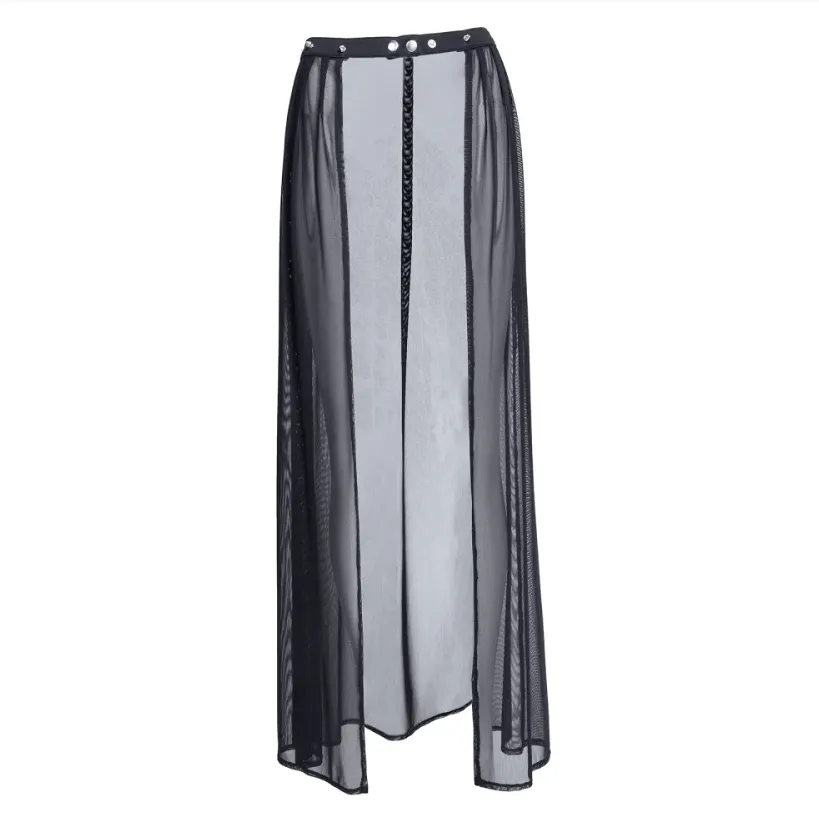 Women's Gothic Studded Ruffled Mesh Overskirt