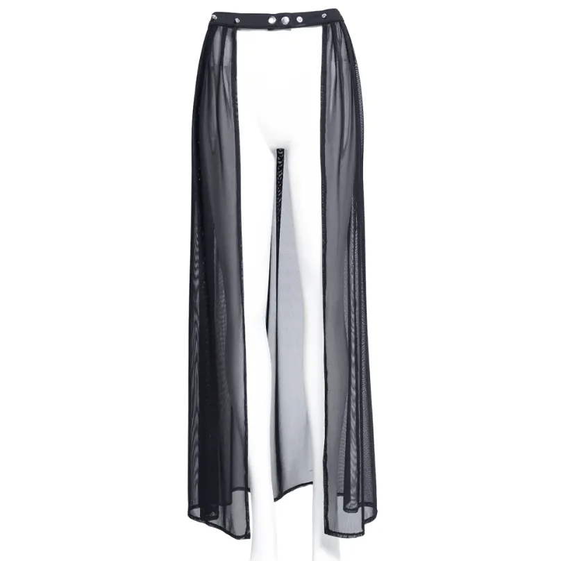 Women's Gothic Studded Ruffled Mesh Overskirt